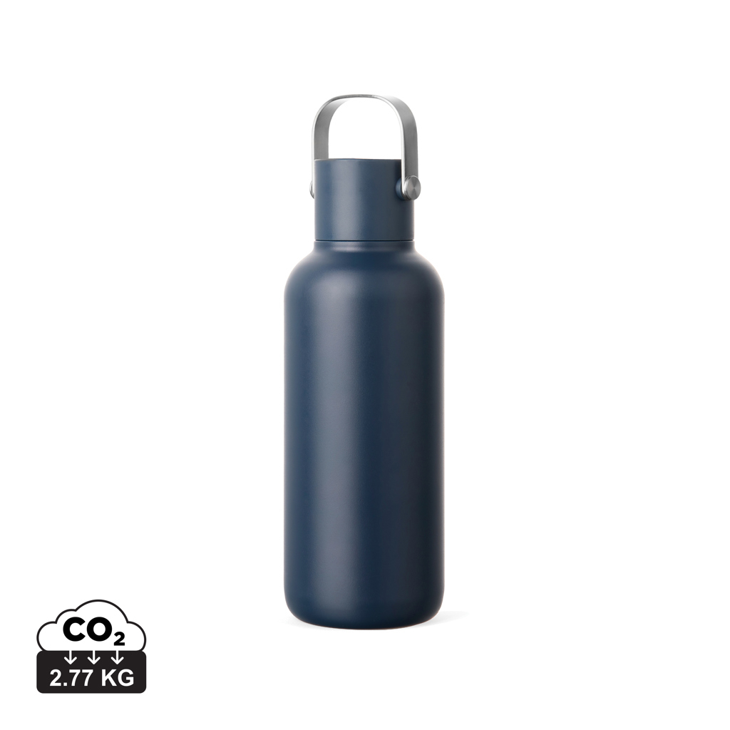 Gourde isotherme publicitaire 600 ml avec paille Cael Bleu marine